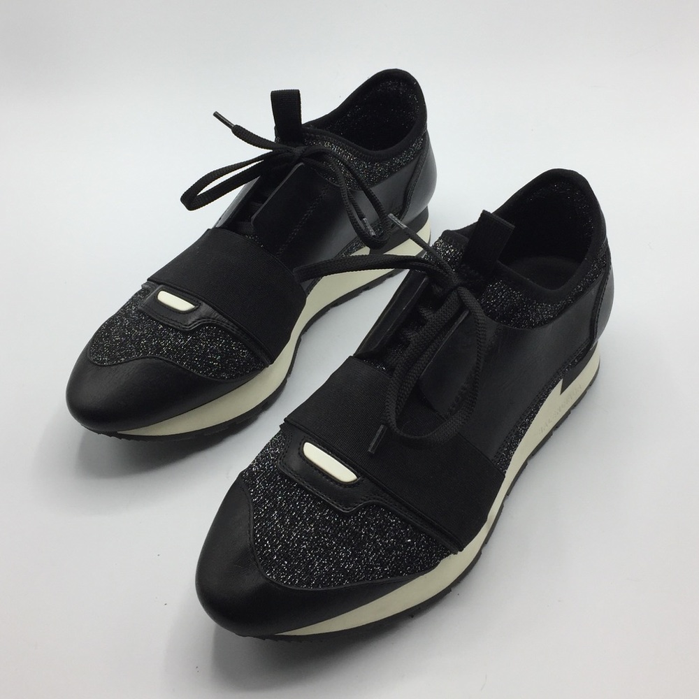 Balenciaga Paris Black Silver Race Runner Sneakers